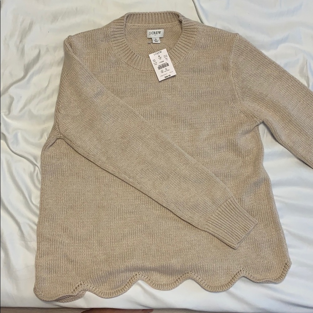 J. Crew Scalloped Sweater in Cream Color Size S